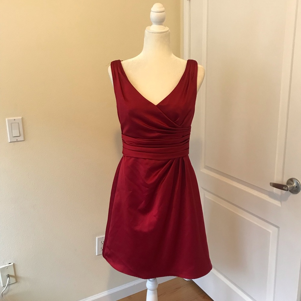 Davids Bridal Satin Bridesmaid Dress Red Wine sz 8